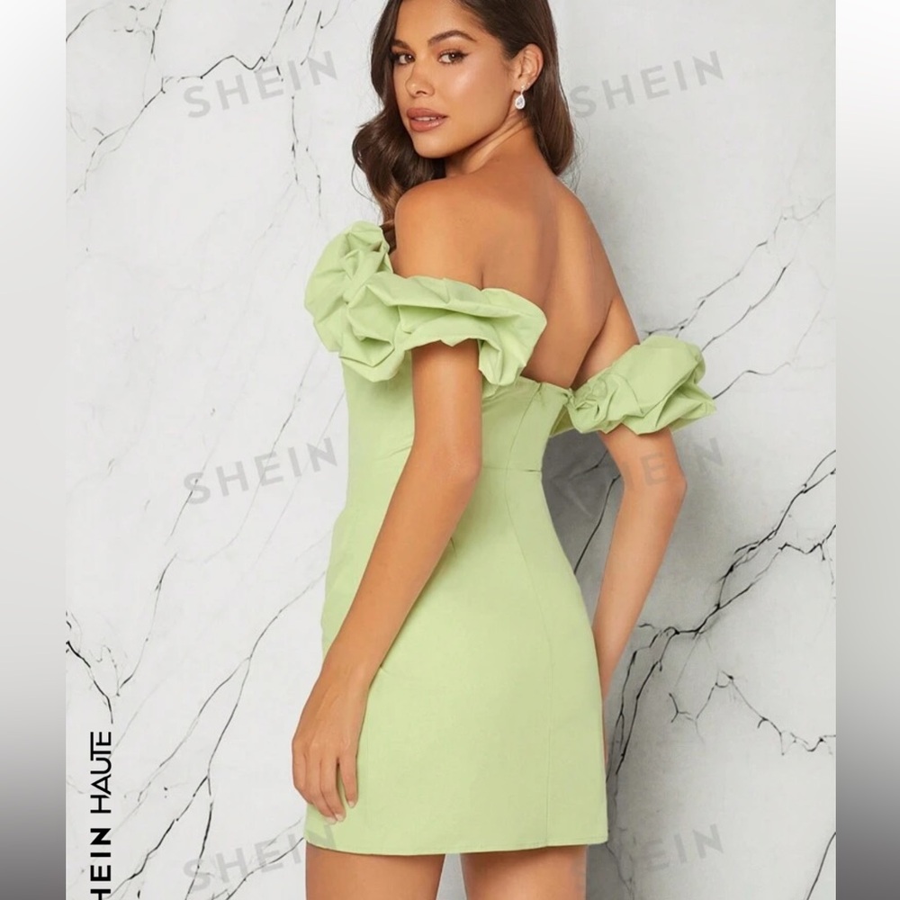Sage Off Shoulder Ruffle Dress - Picture 3 of 3